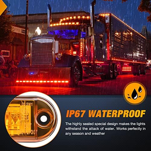 Nilight 2.5" Oval Side Marker Light 10PCS Amber 2 Diode LED Fender Lights