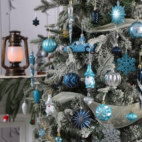 Blue and Sliver Fall Christmas Ornaments for Tree Thanksgiving Decorations - Image 2
