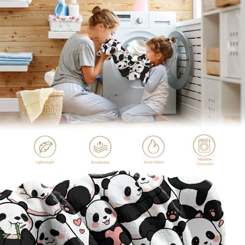 Panda Throw Blanket, Birthday for Girls Kids Teens Women, Soft Cozy Polyester Blanket for Couch Sofa Bed, Decor Throw for Living Room Bedroom, Dorm Travel Nap Blanket,50"x60" - Image 6