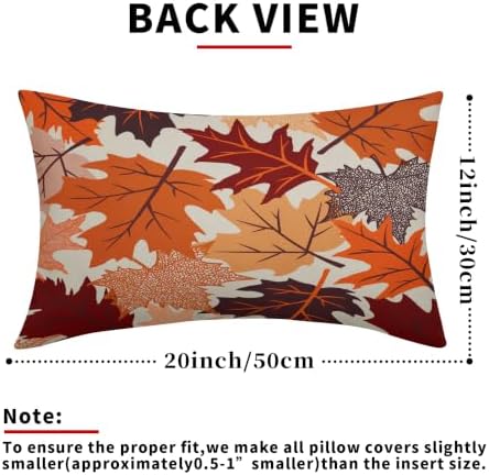 Fall Leaves Pillow Covers 12x20 Set of 2, Maple Leaf Autumn Harvest Thanksgiving Decorative Lumbar Throw Pillow Cases Holiday Outdoor Seasonal Farmhouse Decor for Sofa Couch Bed - Image 3