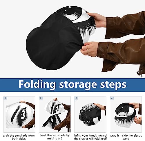 Women Eyes Makeup Windshield Sun Shade Car Foldable Sunshade Front Window Visor Protector Blocks UV Rays Heat Keep Vehicle Cool (59 x 30 in)