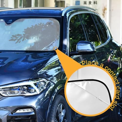White Car Windshield Sun Shade Foldable UV Ray Sun Visor Protector Sunshade to Keep Your Vehicle Cool (55" x 27.6")