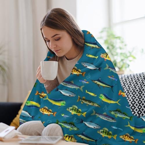 Socira Fish Fishing Blanket Throw Blanket Fish Fishing Gifts for Women Men Soft Sofa Throws for Travel Camping Bed Home Decor Car Birthday Gift 50"*60"（130 * 150cm） - Image 5
