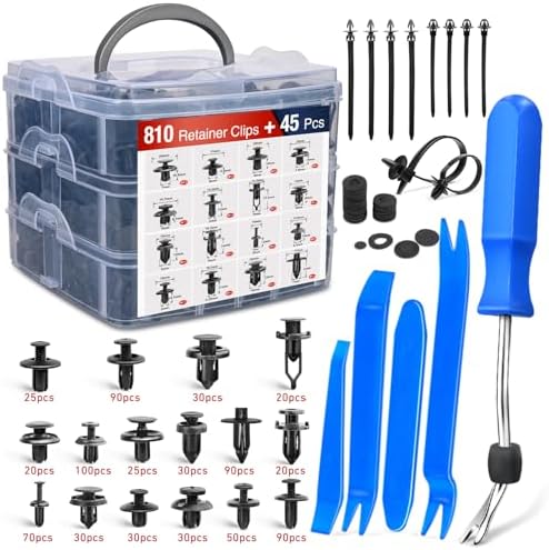 Nilight 855Pcs Car Push Retainer Clips Auto Fasteners Kit Included 16 Sizes Nylon Bumper Fender Rivets Door Trim Panel Clips with 5 Fasteners Remover 10 Cable Ties for Toyota GM Ford Honda Chevy