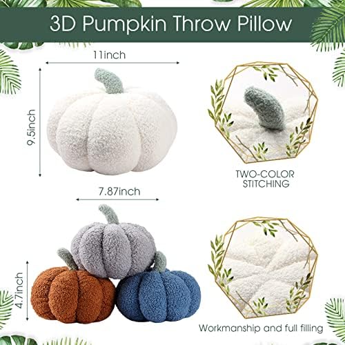 Kajaia 4 Pcs Pumpkin Pillow Fall Decor Thanksgiving, Vintage Color - Image 2