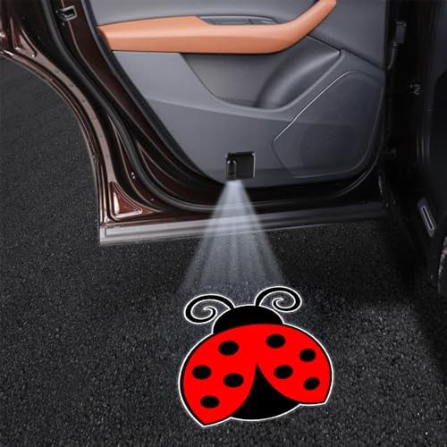 2PCS Ladybug Cars Door Logo Projector LED Shadow Light Welcome Lamp