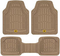 Cat® ToughRide™ Heavy-Duty 3 Piece Rubber All Season Floor Mats for Car Truck Van SUV, Beige - Premium Trim to Fit Cars Floor Mat, All Weather Deep Dish Automotive Floor Mats, Total Dirt Protection