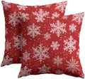 Winter Red Throw Pillow Covers 22x22 Set of 2 Snowflake Christmas by Trongr