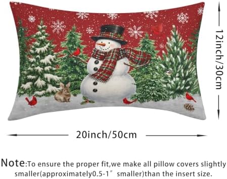 Christmas Snowman Lumber Pillow Covers 12x20 Set of 2 Red Highly Absorbent - Image 4