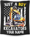 Personalized Excavator Blanket Gifts for Boys Men, Cute Car Throw Blanket for Kids Adults Construction Truck Lovers, Custom 60x80 Inches Black Soft Blankets for Sofa Couch Bed by SHARECOLOR