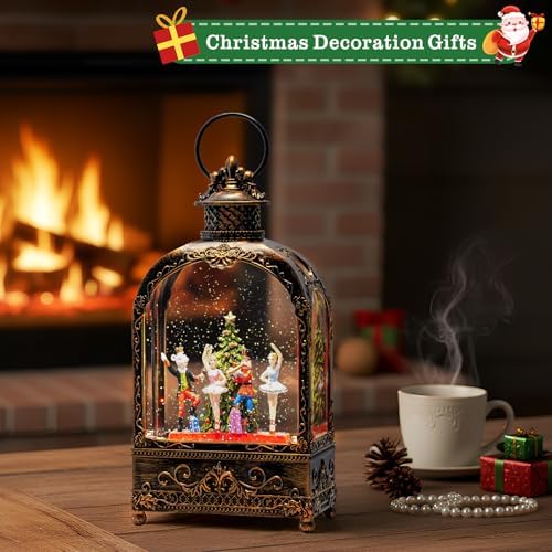 Nutcracker Christmas Snow Globes Lantern Christmas Snow Globe with Music Dance Soldier Nutcracker Scene,6H Timer,USB Lined/Battery Operated Lighted Lantern for Christmas Festival Decoration Gifts - Image 2