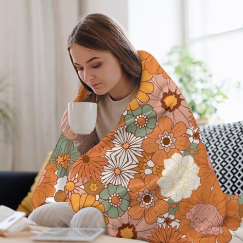 Socira Memphis 70s 80s Flowers Blanket Throw Blanket Memphis 70s 80s Flowers Gifts for Women Men Soft Sofa Throws for Travel Camping Bed Home Decor Car Birthday Gift 60"*80"（150 * 200cm） - Image 5