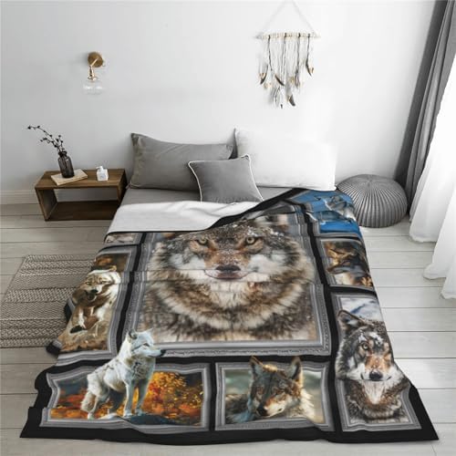 Wolf Blanket Wolfs Throw Blanket Wolves Lover Gifts for Men Boys Adults Soft Plush Stuff Fleece Flannel Bedding for Sofa Office Decor 50"X60" - Image 5