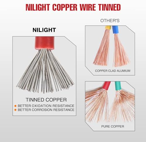 Nilight Electric Fuel Pump Relay Kit Wiring Harness 10 Gauge Cables
