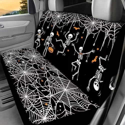 Skull Spider Web Car Seat Covers Auto Rear Seats Cushion Cover,Washable Bucket Seat Cushion Protector Backseats Covers for Girls Women,Fit Most Cars,Sedan,SUV,Van