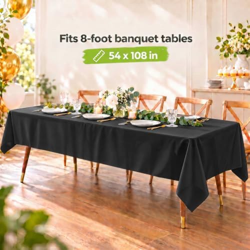 QIKSION 2 Pack Black Plastic Tablecloth, Black Table Cloth Disposable - Image 4