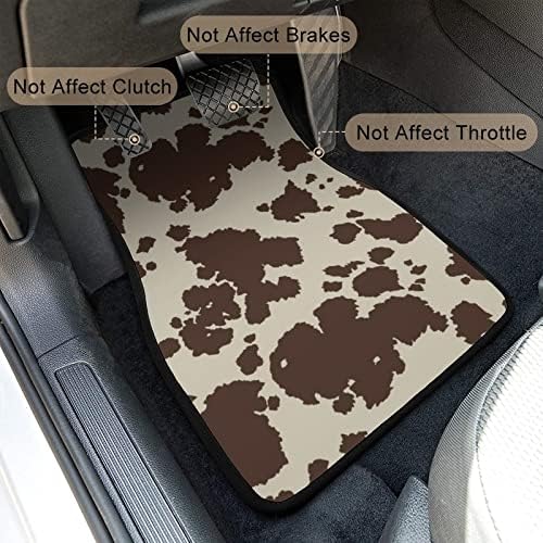 Cow Car Floor Mats Set of 4,Brown Cow Animal Print Vehicle Front Rear Carpets Mat Stylish Car Floor Carpets Rugs Non-Slip Auto Foot Mats Cushioned Car Accessories Universal Fit for Car SUV Truck Van
