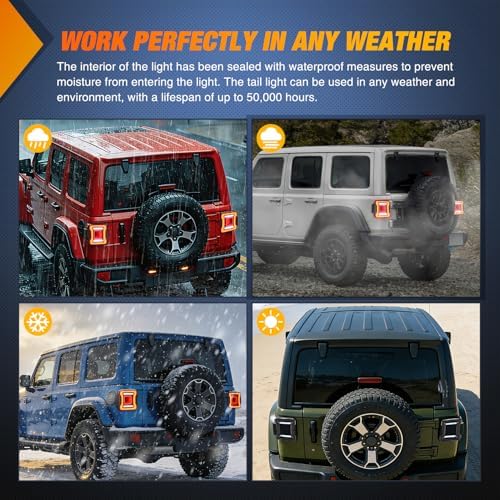 Nilight JL Tail Light LED Smoked Lens DOT APPROVED for 2018-2026 Wrangler