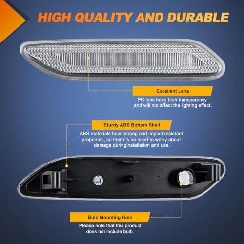 Nilight Fender Side Marker Light Lens 2PCS for 2011-2016 MINI Cooper R60