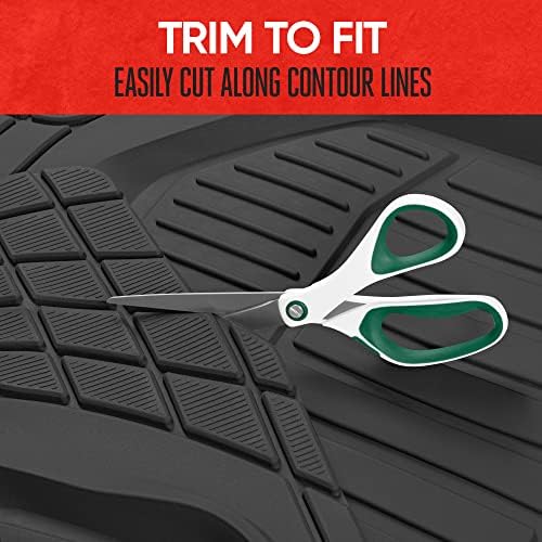 Motor Trend 943-BK FlexTough Defender Car Floor Mats -Next Generation Deep Dish Heavy Duty Contour Liners for Car SUV Truck & Van-All Weather Protection, Trim to Fit Most Vehicles Black