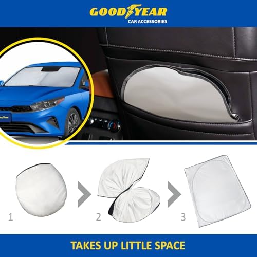 Goodyear Foldable Windshield Sunshade for Kia Forte 2019-2024, Car Accessories, Sunshade Cover, Sun Shade Car Windshield, Window Sun Blocker - GY008232