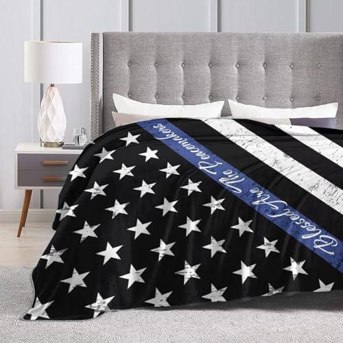 Socira Blue Line American Flag Police Blanket Throw Blanket Gifts for Women Men Soft Sofa Throw Travel Camping Bed Home Car S - Image 3