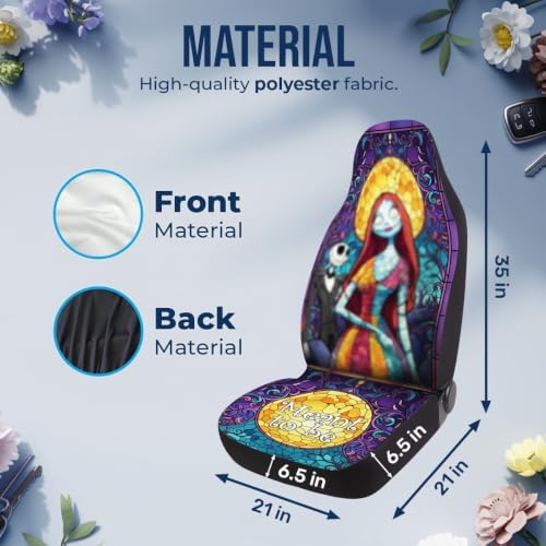 GENANY Spooky Skeleton Couple Car Seat Covers, 2-Piece Front Seat Set