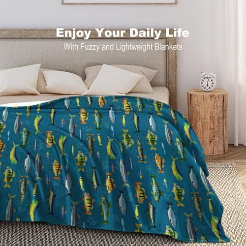 Socira Fish Fishing Blanket Throw Blanket Fish Fishing Gifts for Women Men Soft Sofa Throws for Travel Camping Bed Home Decor Car Birthday Gift 60"*80"（150 * 200cm） - Image 6