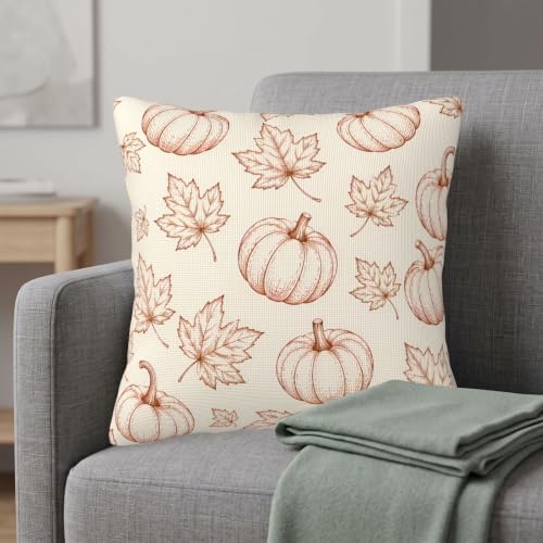 KiuLoam Fall Pillow Covers 16x16 Set of 2 Burnt Orange Pumpkin Decor - Image 2