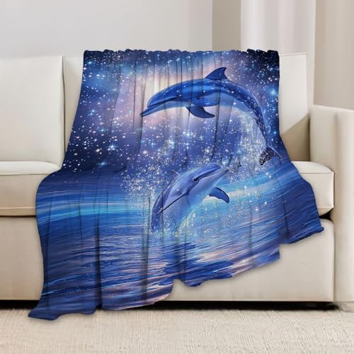 Dolphin Throw Blanket Fleece Flannel Stuff Plush Gifts Decor 40"X50" - Image 2