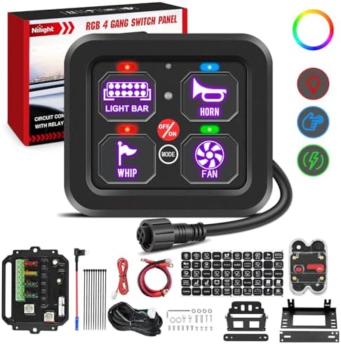 Nilight 4 Gang Switch Panel RGB 12V 24V Circuit Control Relay System