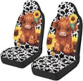 Car Seat Covers Universal Baby Highland Cow Print Front Car Seats Anti-Slip Back Fabric Protection Interior Accessories Universal Fit for Most Vehicle, 2 Pieces Set