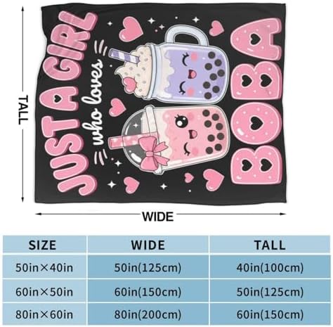 Just A Girl Who Loves Boba Blanket for Women, Gifts for Girls, Bubble Tea Blankets for Kids, Soft Cozy Lightweight Throw for Bed Sofa Home Travel Room Decor, 50x60 Inch - Image 3