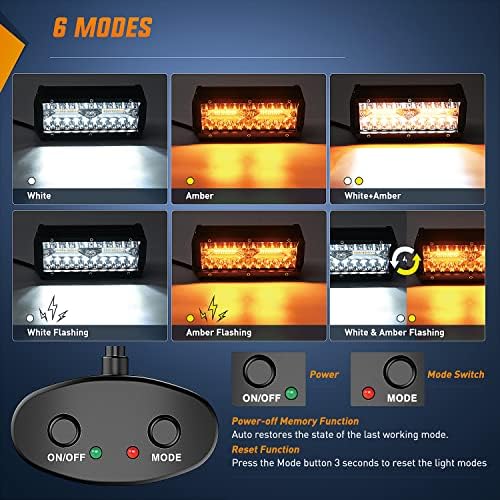 Nilight 6.5inch Amber White Strobe 6 Modes 120W LED Pod Light