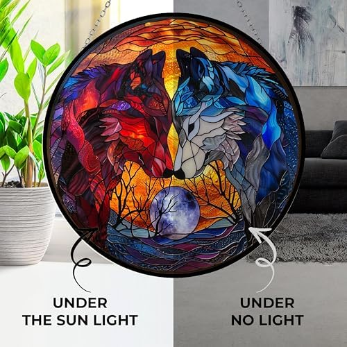Art Nouveau Wolf Couple Stained Glass Window Hanging by Clare Donovan, Stained Glass Suncatcher for Women, Window Decor Perfect Home Décor - Image 4