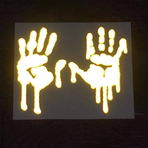customTAYLOR33 High Intensity Grade Reflective Bloody/Dripping Hands Decals for Helmets, Windscreens, Rear Windows, Bumper Stickers (12" Height (Adult Size), Yellow/Gold)