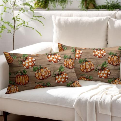 Fall Thanksgiving Pillow Covers 12x20 Set of 2 Highly Absorbent Orange - Image 3