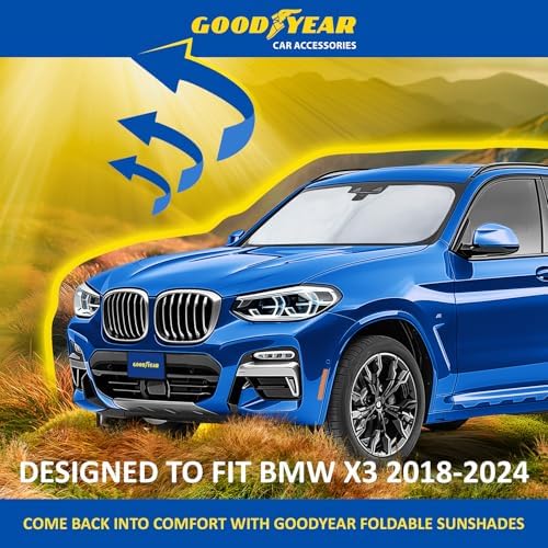 Goodyear Foldable Windshield Sunshade for BMW X3 2018-2024, SUV car Accessories, Sunshade Cover, Sun Shade Car Windshield, Window Sun Blocker - GY008211