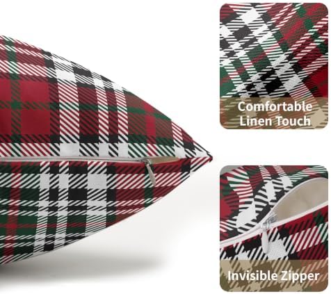 Christmas Plaid Lumber Pillow Covers 12x20 Set of 2 Red Highly Absorbent - Image 5