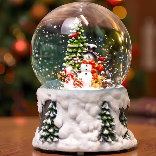Christmas Snow Globe Lantern Water Glittering Snowman Scene with Music & Timer, USB Lined/Battery Operated Lighted Water Lantern for Christmas Festival Decoration Gifts - Image 2