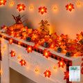 YEGUO 2Pack Fall Garland Lights, 20ft 40LED Maple Leaves with Pumpkin by YEGUO