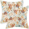 Fall Pillow Covers 18x18 Set of 2 Orange Blue Watercolor Leaves Pillowcase Autumn Thanksgiving Outdoor Decorative Throw Pillow Covers Linen Farmhouse Cushion Case for Couch Home by Gohdiwh