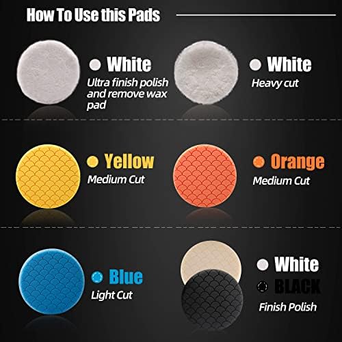 Buffing Polishing Pads, 7Pc 7.5 Inch Face for 7Inch 180mm Backing Plate Compound Buffing Sponge Pads Cutting Polishing Pad Kit for Car Buffer Polisher - Image 2