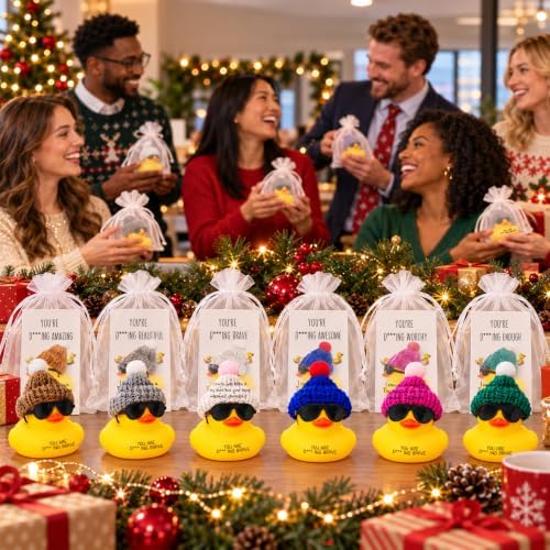 Liliful Mini Rubber Ducks with Glasses Hats, 108 Sets, Elegant Christmas - Image 4