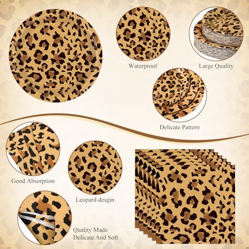 Funnymoom 452 Pcs Leopard Cheetah Print Birthday Party Decoration Serve 50 - Image 3
