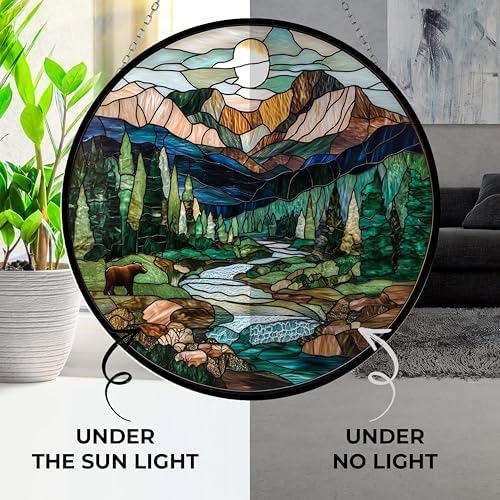 National Park Stained Glass Suncather Window Hangings, Suncatchers Colorful Glass Panel Sun Catchers Gifts, Decoration for Home Garden Christmas Party Wedding - Image 4