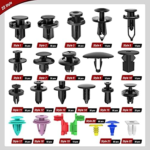 Nilight 725Pcs Car Push Retainer Clips & Auto Fasteners Assortment -23 Most Popular Sizes Nylon Bumper Fender Rivets with 10 Cable Ties and Fasteners Remover for Toyota GM Ford Honda Chevy