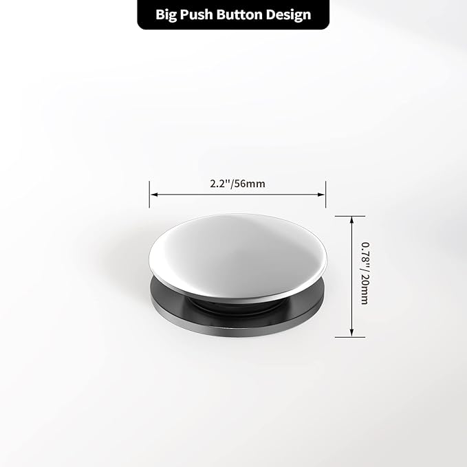 Bathroom Sink Drain with Overflow, PureHome Bathroom Sink Stopper, Pop Up - Image 5