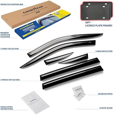 Goodyear Shatterproof Window Deflectors for Jeep Compass 2017-2026, Tape-on Rain Guards, Window Visors, Vent Deflector Visor, Car Accessories,6 pcs. - GY008945