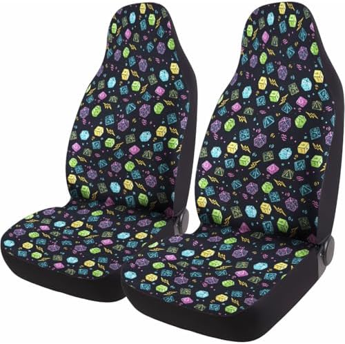 GENANY Fantasy Dragon Dice Car Seat Covers, 2-Piece Front Seat Set
